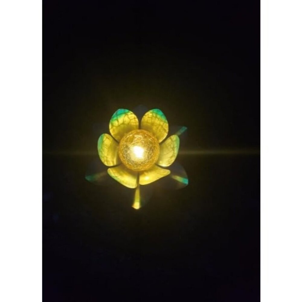 Solar Light Outdoor (2Pack), Art Crackle Globe Glass Lotus Decoration, Solar LED